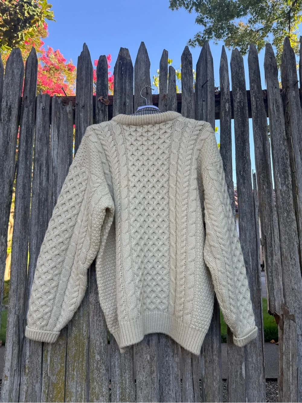 Vintage L.L.Bean Made in Ireland 100% Wool Aran Fisherman Sweater